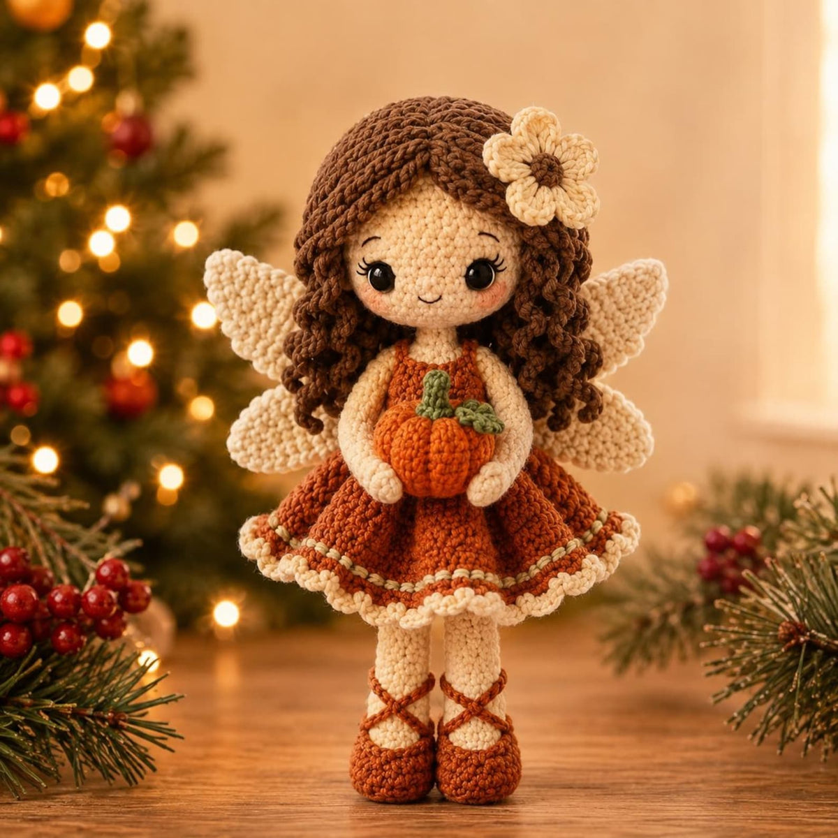 Crochet Fairy Doll, Handmade Amigurumi Angel, Ballerina and Flower Fairy, Fantasy Room Decor, Unique Crochet Gift, hallowen