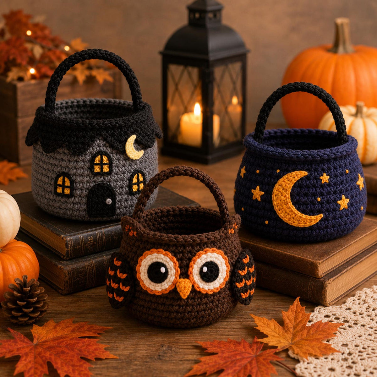 Crochet Halloween Trick or Treat Bag, Handmade Halloween Candy Basket, Spooky Pumpkin Ghost Witch Bag, Kids Halloween Gift