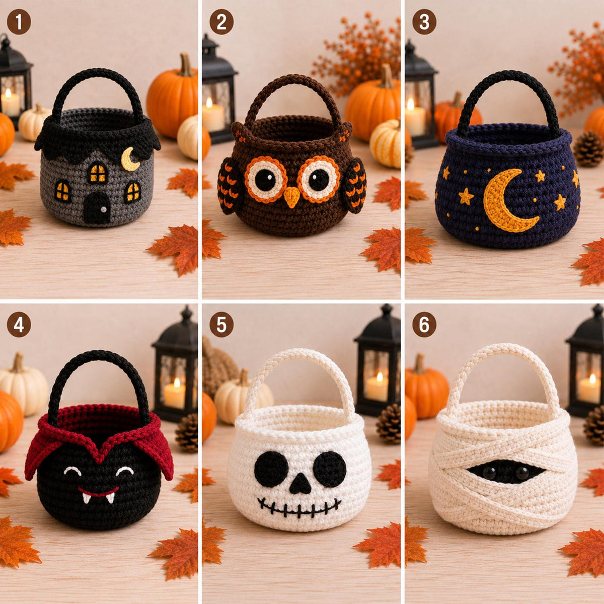 Crochet Halloween Trick or Treat Bag, Handmade Halloween Candy Basket, Spooky Pumpkin Ghost Witch Bag, Kids Halloween Gift