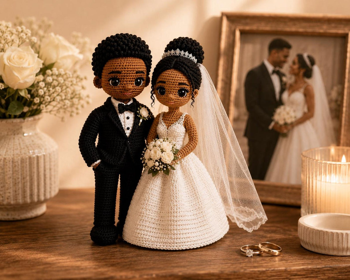Handmade Crochet Wedding Couple, Personalized Bride and Groom Crochet Wedding Doll, Personalized Anniversary Gift for Couples, Wedding Gift