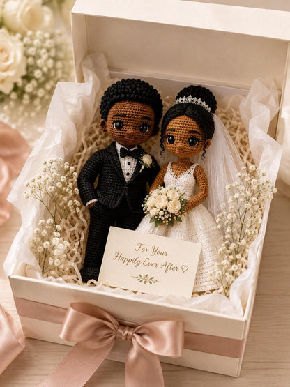 Handmade Crochet Wedding Couple, Personalized Bride and Groom Crochet Wedding Doll, Personalized Anniversary Gift for Couples, Wedding Gift