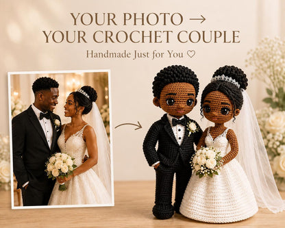 Handmade Crochet Wedding Couple, Personalized Bride and Groom Crochet Wedding Doll, Personalized Anniversary Gift for Couples, Wedding Gift