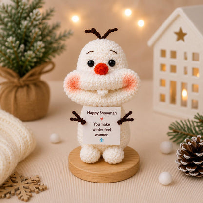 Crochet Snowman Gift, Emotional Support Plush, Cute Christmas Keepsake, Winter Encouragement Gift for Friend Coworker Teacher