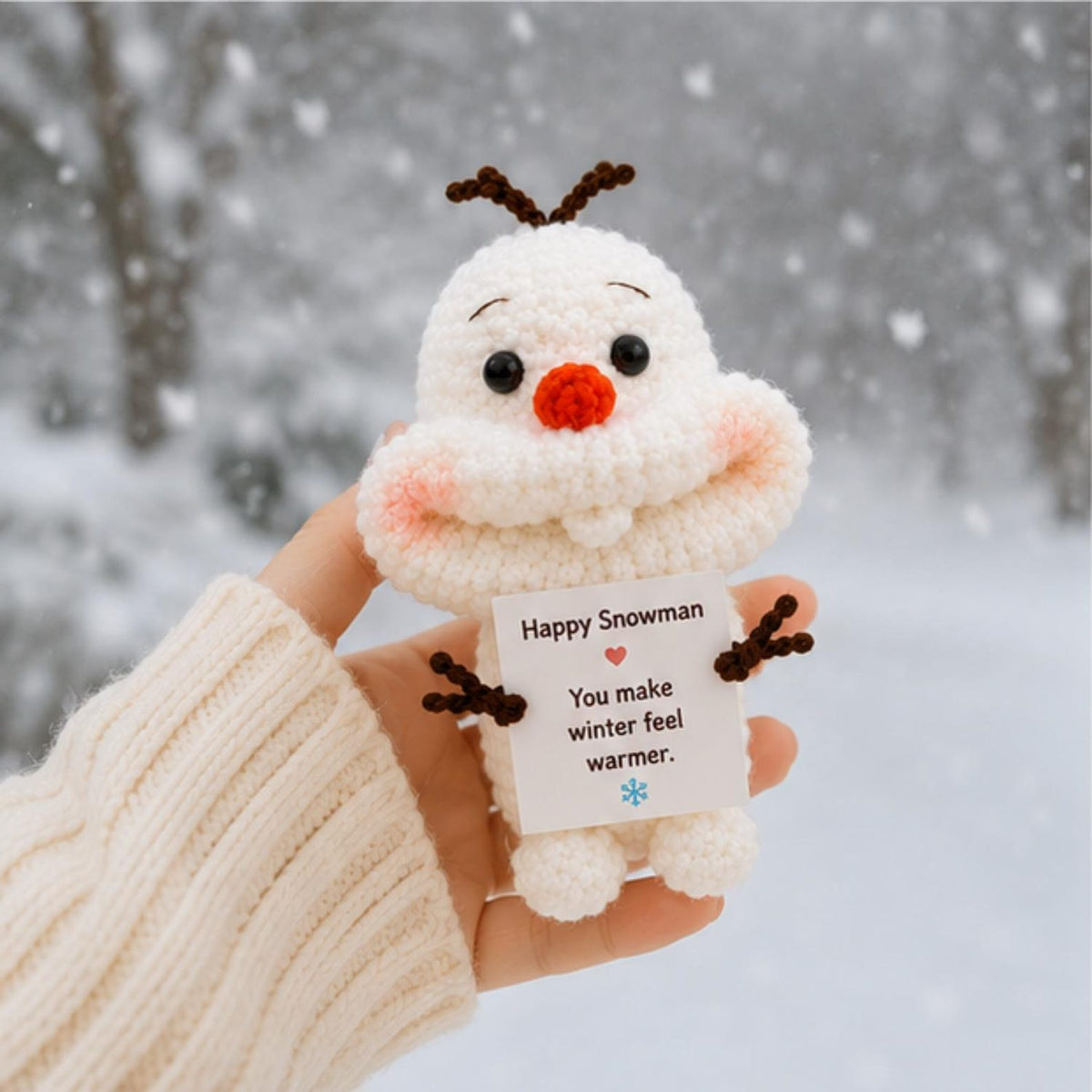 Crochet Snowman Gift, Emotional Support Plush, Cute Christmas Keepsake, Winter Encouragement Gift for Friend Coworker Teacher
