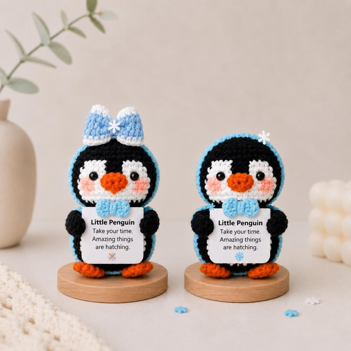 PositiveFrozen Penguin Gift, Message Plush, Cute Encouragement Keepsake, Winter Christmas Gift for Friend, Student Coworker Teacher gift