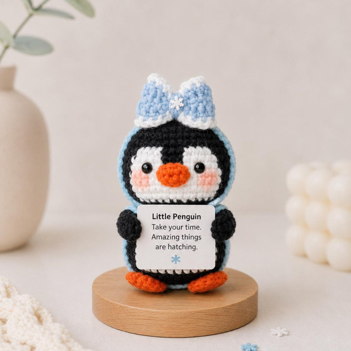 PositiveFrozen Penguin Gift, Message Plush, Cute Encouragement Keepsake, Winter Christmas Gift for Friend, Student Coworker Teacher gift