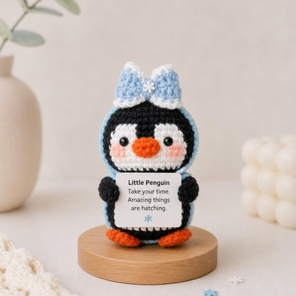 PositiveFrozen Penguin Gift, Message Plush, Cute Encouragement Keepsake, Winter Christmas Gift for Friend, Student Coworker Teacher gift