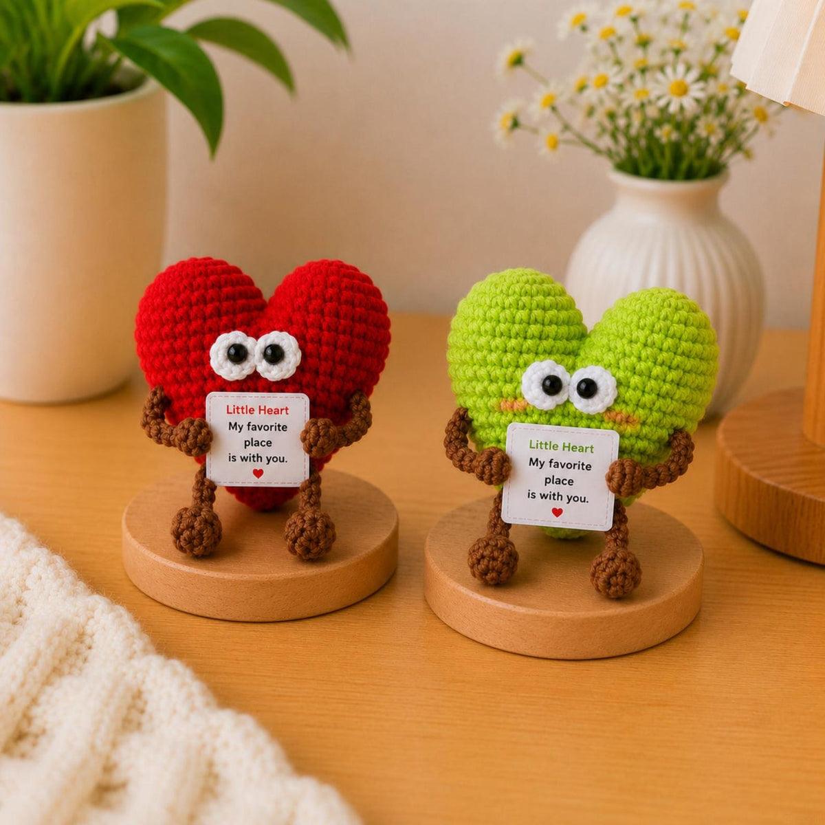 Crochet Heart Gift, Cute Love Plush with Message, Valentine Keepsake,Romantic Friendship Birthday Gift for Student Teacher,Christmas Present