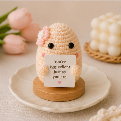 Crochet Egg Gift, Cute Positive Message Plush, Encouragement Keepsake, Easter Friendship Gift for Best Friend Student Coworker, Teacher gift