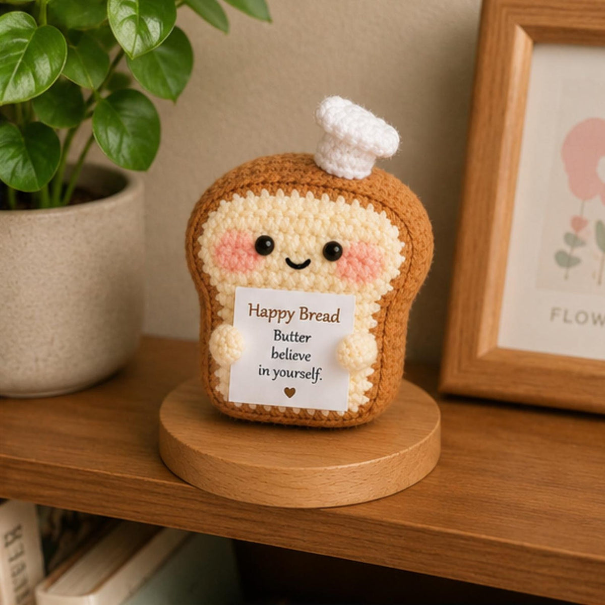 Crochet Bread Gift, Positive Message Plush, Cute Encouragement Keepsake, Friendship Birthday Gift for Best Friend Coworker Student