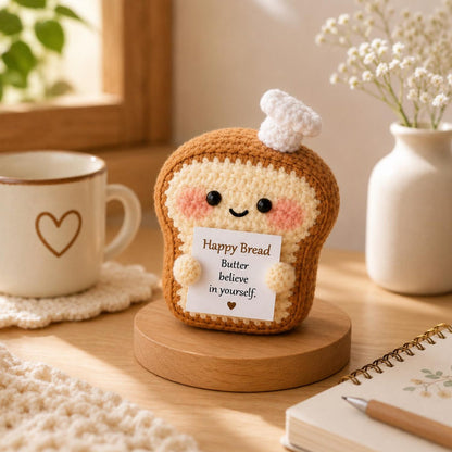 Crochet Bread Gift, Positive Message Plush, Cute Encouragement Keepsake, Friendship Birthday Gift for Best Friend Coworker Student
