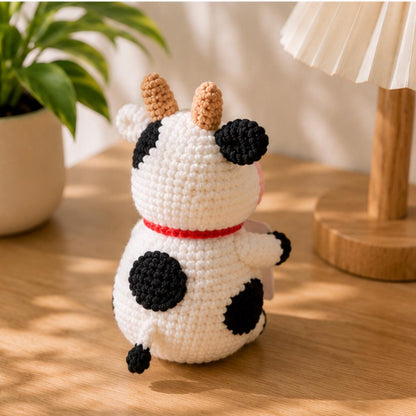 Crochet Cow Gift, Cute Encouragement Plush, Positive Message Keepsake, Cow Lover Birthday Gift for Friend Coworker Student Teacher