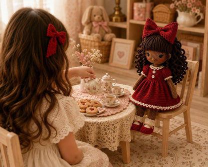 Handmade Crochet Girl Doll, Amigurumi Doll in Dress, Personalized Keepsake Doll, Nursery Room Decor, Baby Shower & Birthday Gift