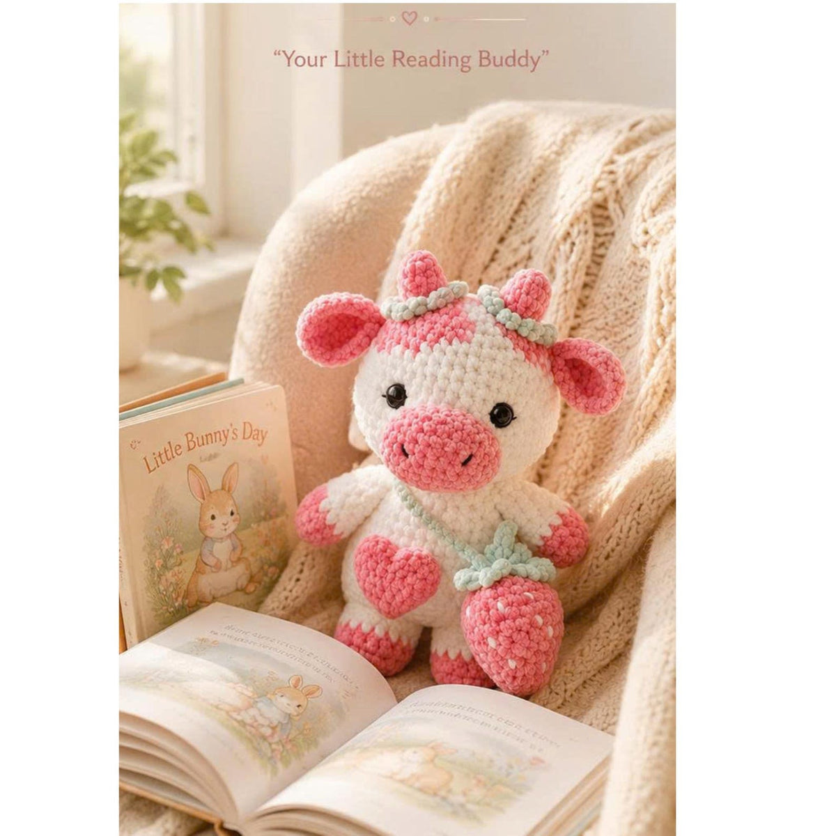 Cute Crochet Cow Plush, Handmade Amigurumi Cow, Pink Cow Stuffed Animal, Nursery Decor, Baby Shower Gift, Cute Farm Animal Gift