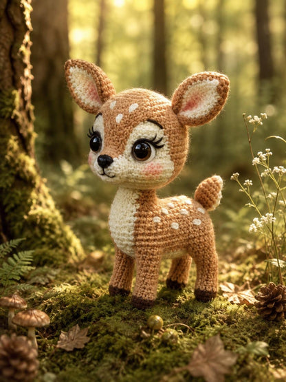 Handmade Crochet Deer, Cute Fawn Amigurumi, Woodland Animal Decor, Crochet Forest Animal, Nursery Decor, Baby Shower Gift, Deer Lover Gift