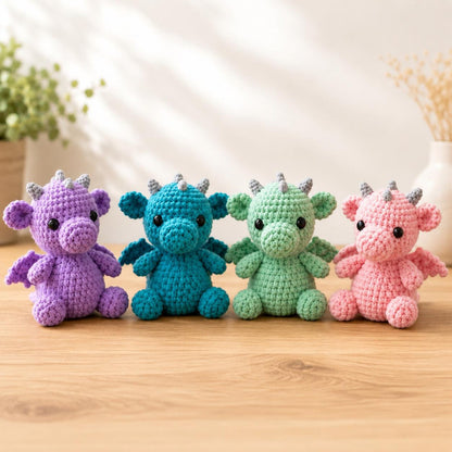 Crochet Dragon Set, Amigurumi Fantasy Plush, Small Handmade Dragon Toy, Cute Nursery Decor, Baby Shower Gift, Pocket Pet, Dragon Lover Gift