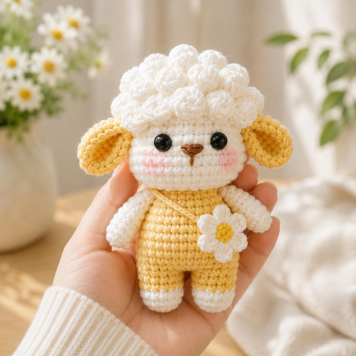 Handmade Crochet Lamb Keychain, Amigurumi Sheep Plush Bag Charm,Cute Gift for Her,Animal Keyring, Car Charm, Backpack Charm,Stocking Stuffer
