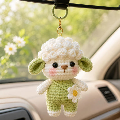 Handmade Crochet Lamb Keychain, Amigurumi Sheep Plush Bag Charm,Cute Gift for Her,Animal Keyring, Car Charm, Backpack Charm,Stocking Stuffer