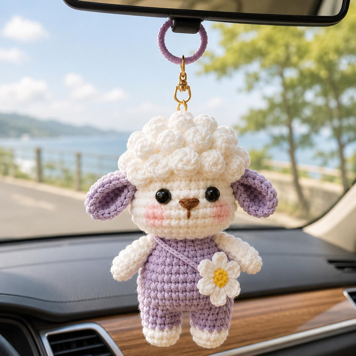Handmade Crochet Lamb Keychain, Amigurumi Sheep Plush Bag Charm,Cute Gift for Her,Animal Keyring, Car Charm, Backpack Charm,Stocking Stuffer
