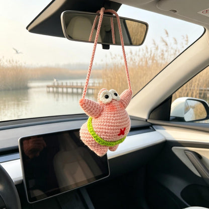 Crochet Hanging Ornament for Car Interior Fun Figure Pendant Vehicle Accessory to liven up automobile inner decorative hanging piece