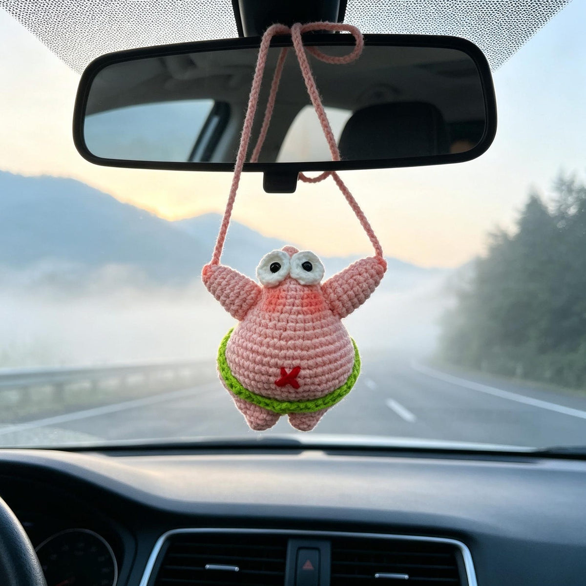 Crochet Hanging Ornament for Car Interior Fun Figure Pendant Vehicle Accessory to liven up automobile inner decorative hanging piece