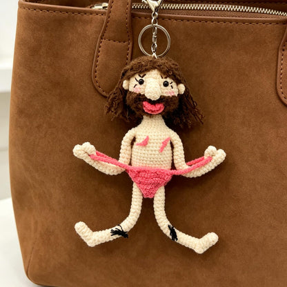 Handmade Crochet Whimsical Figurine Keychain Playful Bag Charm Unique Novelty Accessory Fun Handcrafted Ornament For Everyday Daily Use