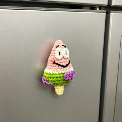 Playful Handmade Crochet Ice Pop Magnet Refrigerator Ornament Whimsical Kitchen Decor Creative Handcrafted Housewarming Surprise