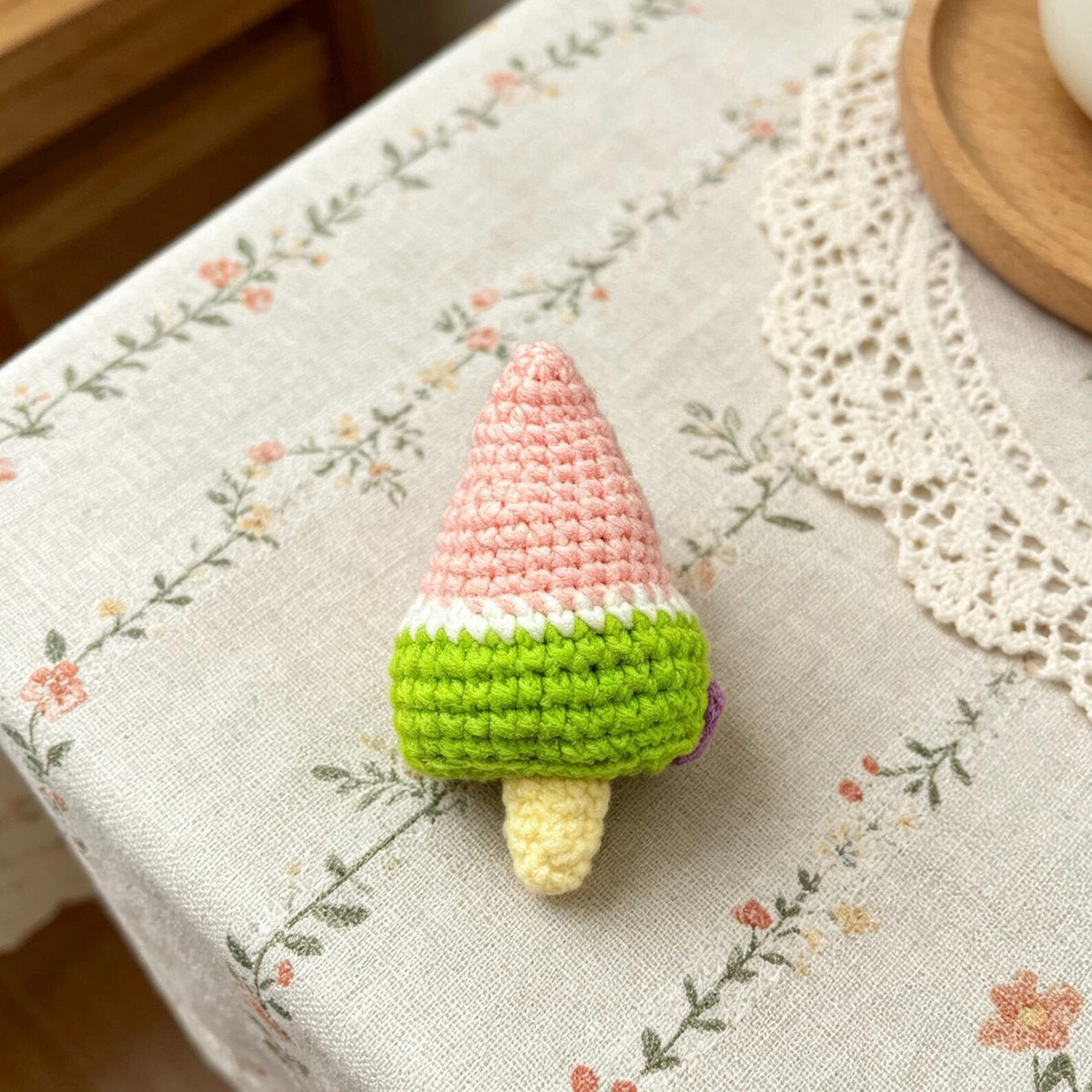 Playful Handmade Crochet Ice Pop Magnet Refrigerator Ornament Whimsical Kitchen Decor Creative Handcrafted Housewarming Surprise