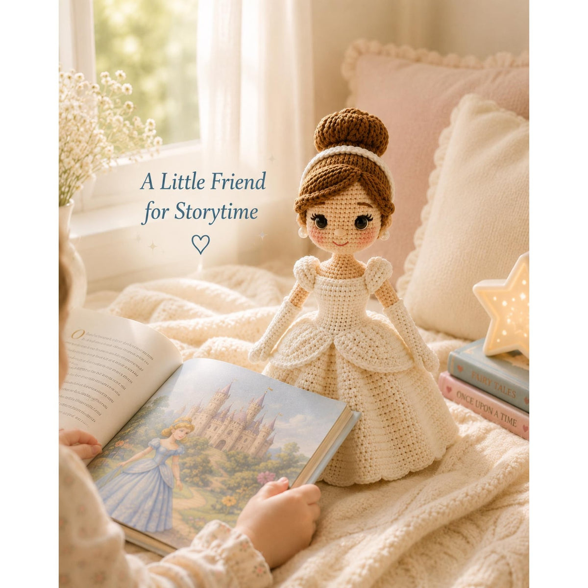 Handmade Crochet Princess Doll, Fairytale Amigurumi Doll, Princess Couple Doll, White Dress Doll, Birthday Gift for Girls, Nursery Decor