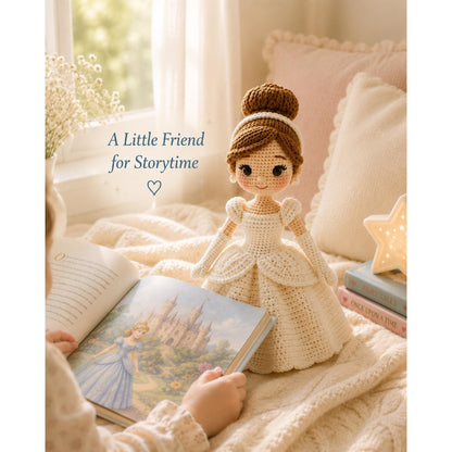 Handmade Crochet Princess Doll, Fairytale Amigurumi Doll, Princess Couple Doll, White Dress Doll, Birthday Gift for Girls, Nursery Decor