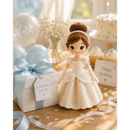 Handmade Crochet Princess Doll, Fairytale Amigurumi Doll, Princess Couple Doll, White Dress Doll, Birthday Gift for Girls, Nursery Decor