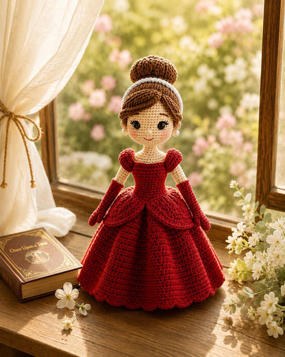 Handmade Crochet Princess Doll, Fairytale Amigurumi Doll, Princess Couple Doll, White Dress Doll, Birthday Gift for Girls, Nursery Decor