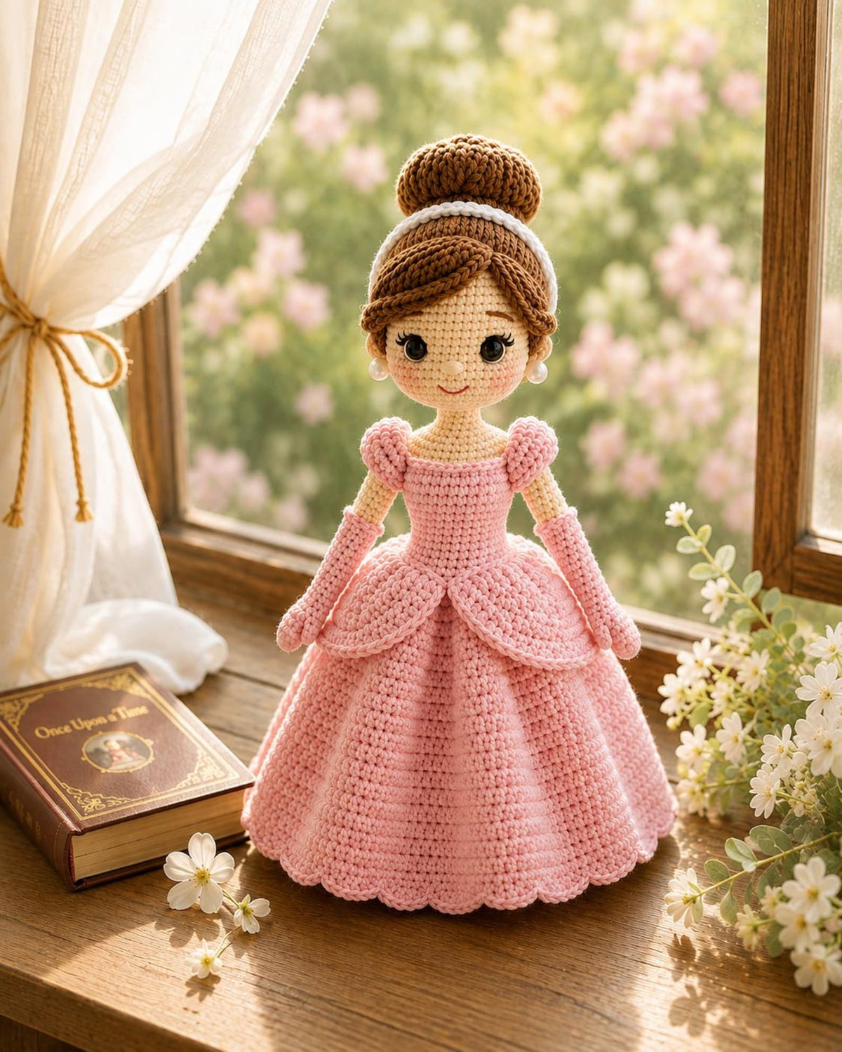 Handmade Crochet Princess Doll, Fairytale Amigurumi Doll, Princess Couple Doll, White Dress Doll, Birthday Gift for Girls, Nursery Decor
