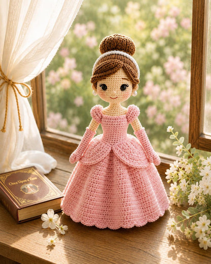 Handmade Crochet Princess Doll, Fairytale Amigurumi Doll, Princess Couple Doll, White Dress Doll, Birthday Gift for Girls, Nursery Decor