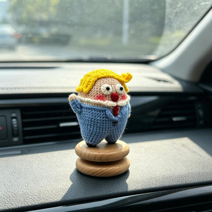 Crochet Desktop Vehicle Dashboard Ornament Whimsical Figure Statue Decor to bring fun light‑hearted vibe for your automobile inner space