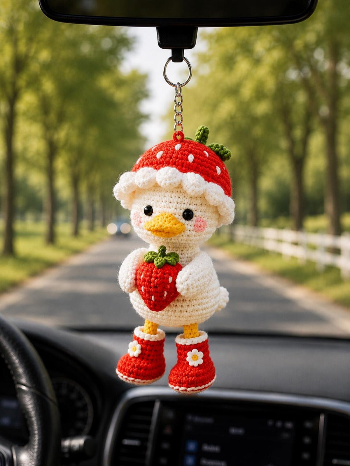Crochet Duck Keychain, Frog on Lotus Leaf Duck Charm, Cute Amigurumi Bag Charm, Car Hanging Ornament, Backpack Charm, Frog Lover Gift