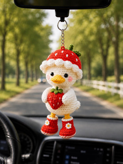 Crochet Duck Keychain, Frog on Lotus Leaf Duck Charm, Cute Amigurumi Bag Charm, Car Hanging Ornament, Backpack Charm, Frog Lover Gift