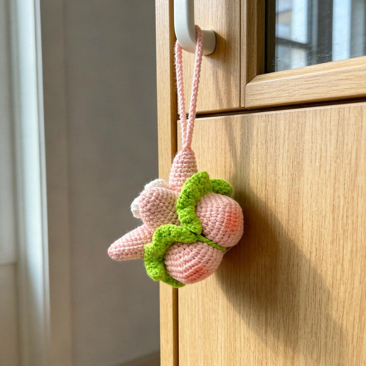 Hand crocheted doll hanging ornament home door wall interior household decor special birthday present for beloved girlfriend space accent