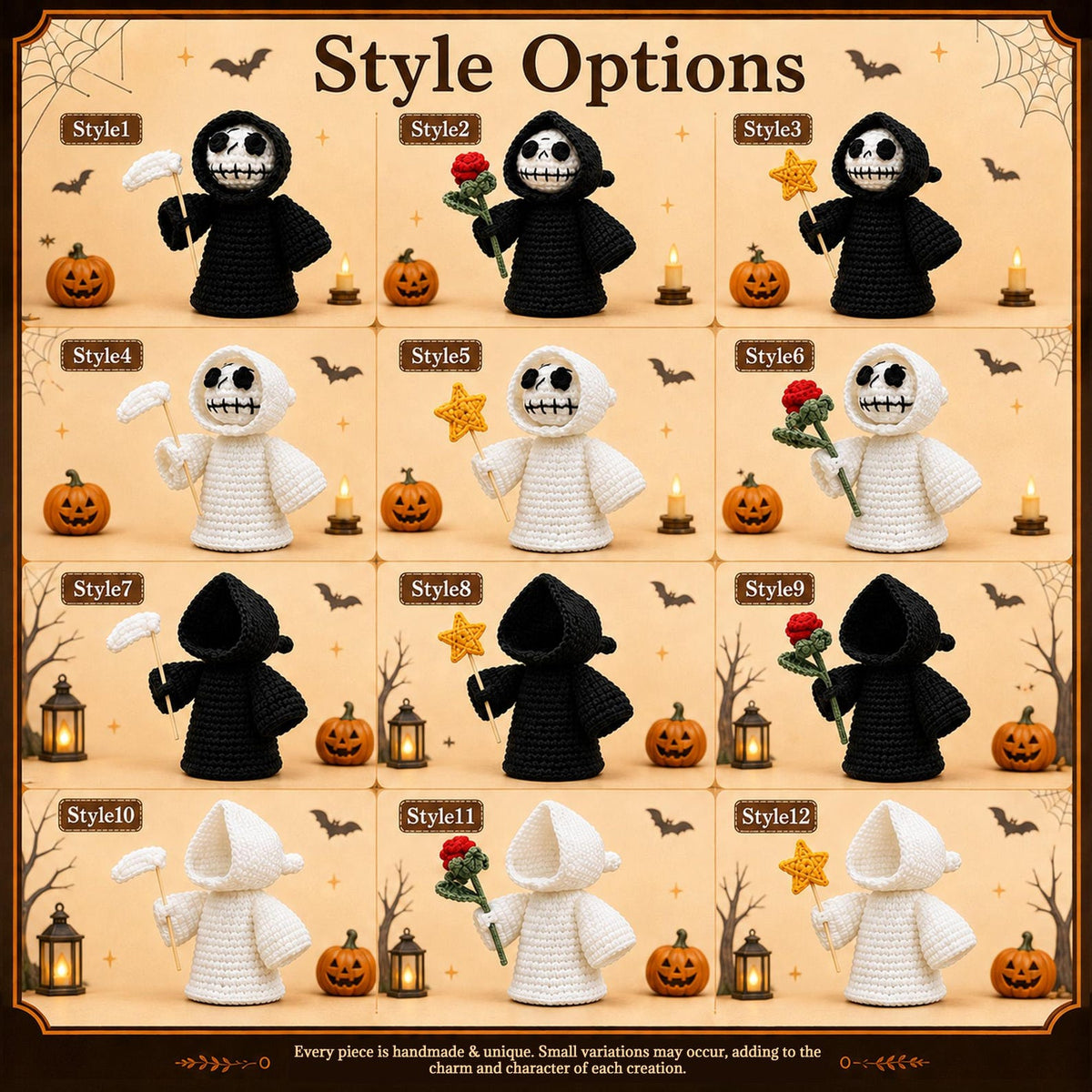 Handmade Crochet Halloween Doll, Cute Ghost Decor, Fall Tabletop Decoration, Spooky Desk Accent, Unique Halloween Gift for Ghost Lovers