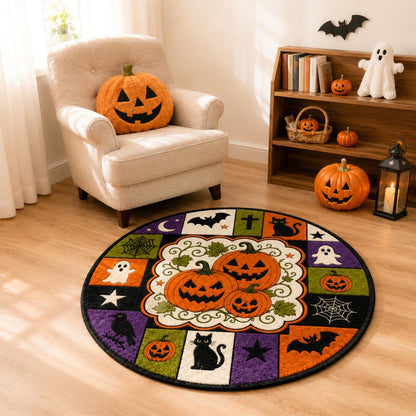 Halloween Ghost Rug, Cute Spooky Floor Mat, Round Gothic Room Decor, Cozy Fall Home Accent Rug, Fun Halloween Gift for Ghost Lovers