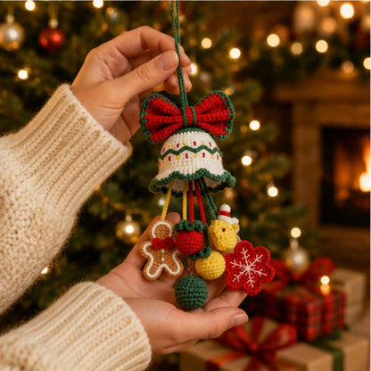 Crochet Christmas Bell Car Ornament, Hanging Charm, Holiday Rearview Mirror Decor, Handmade Gift, Stocking Stuffer Gift for Her,Friend Gift