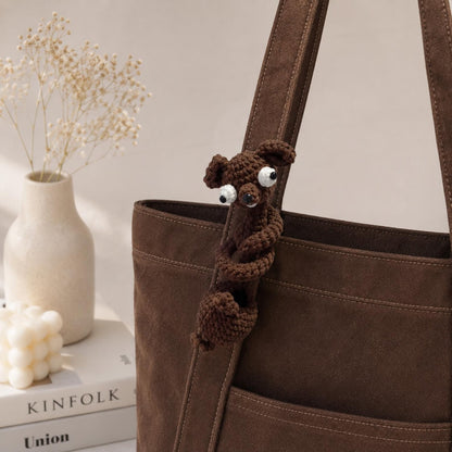 Long Neck Dog Bag Charm, Handmade Amigurumi Purse Accessory, Cute Backpack Hanger, Gift for Dog Lover, Cute Gift for Her, Friend Gift