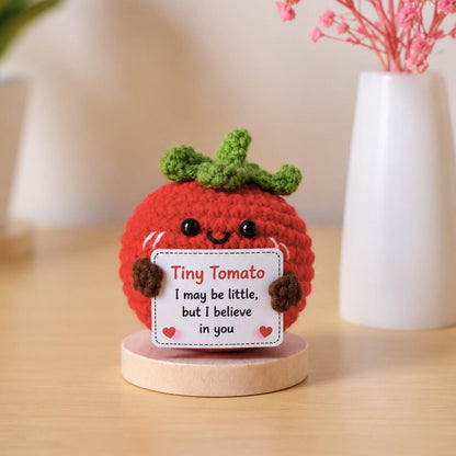 Crochet Tomato Encouragement Gift, Positive Affirmation Desk Decor, Cute Amigurumi Keepsake, Best Friend Coworker Family Graduation Present