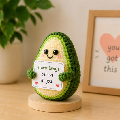 Crochet Avocado Encouragement Gift, Positive Affirmation Desk Decor, Cute Amigurumi Keepsake, Best Friend Coworker Family Graduation Present