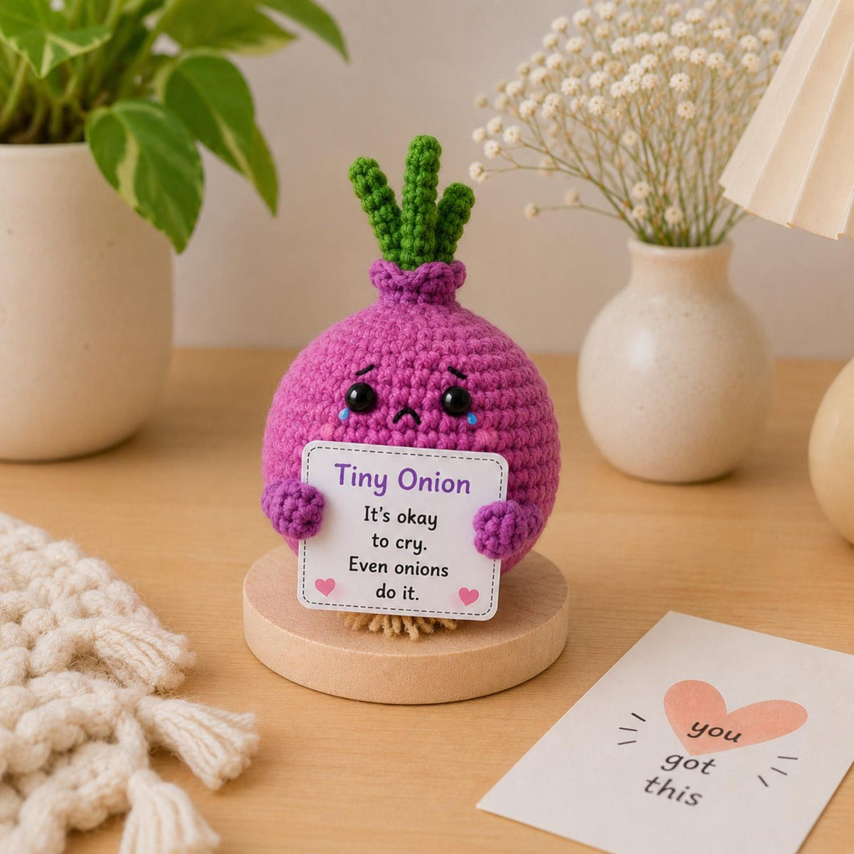 Crochet Onion Encouragement Gift, Positive Affirmation Desk Decor, Cute Amigurumi Keepsake, Best Friend Coworker Family Graduation Present