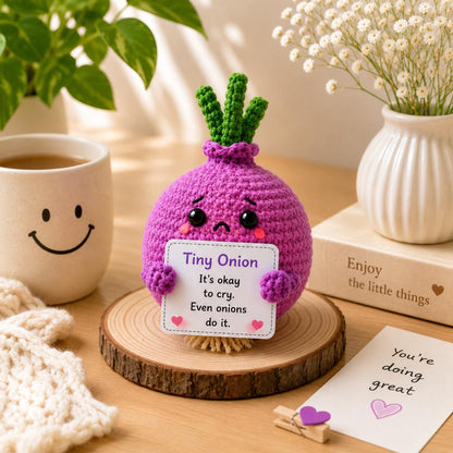 Crochet Onion Encouragement Gift, Positive Affirmation Desk Decor, Cute Amigurumi Keepsake, Best Friend Coworker Family Graduation Present