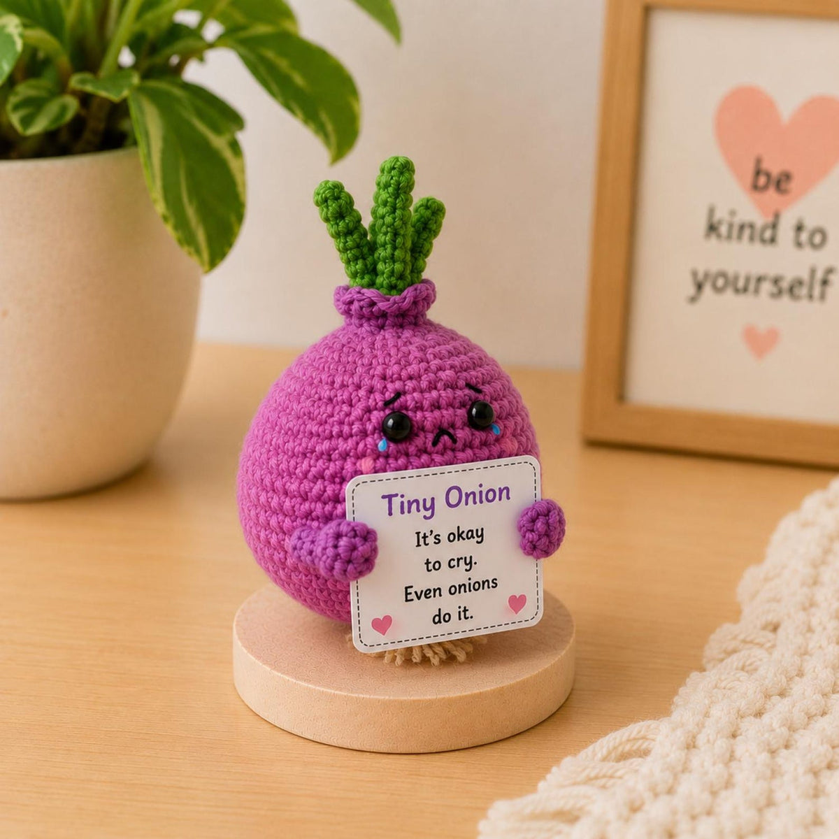 Crochet Onion Encouragement Gift, Positive Affirmation Desk Decor, Cute Amigurumi Keepsake, Best Friend Coworker Family Graduation Present
