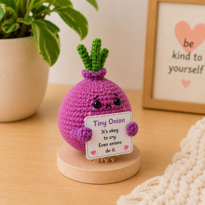 Crochet Onion Encouragement Gift, Positive Affirmation Desk Decor, Cute Amigurumi Keepsake, Best Friend Coworker Family Graduation Present