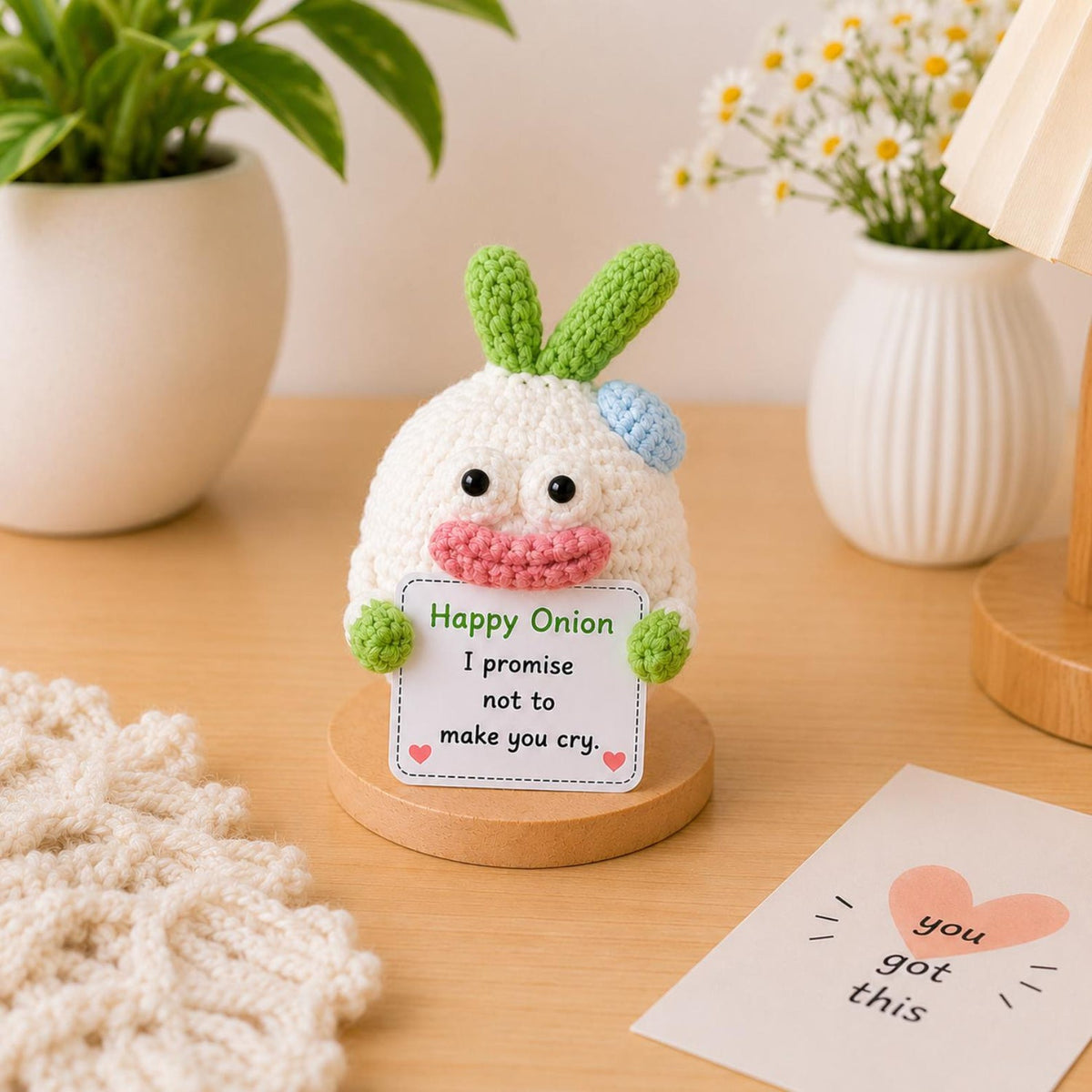 Crochet Onion Encouragement Gift, Positive Affirmation Desk Decor, Cute Amigurumi Keepsake, Best Friend Coworker Family Christmas Present