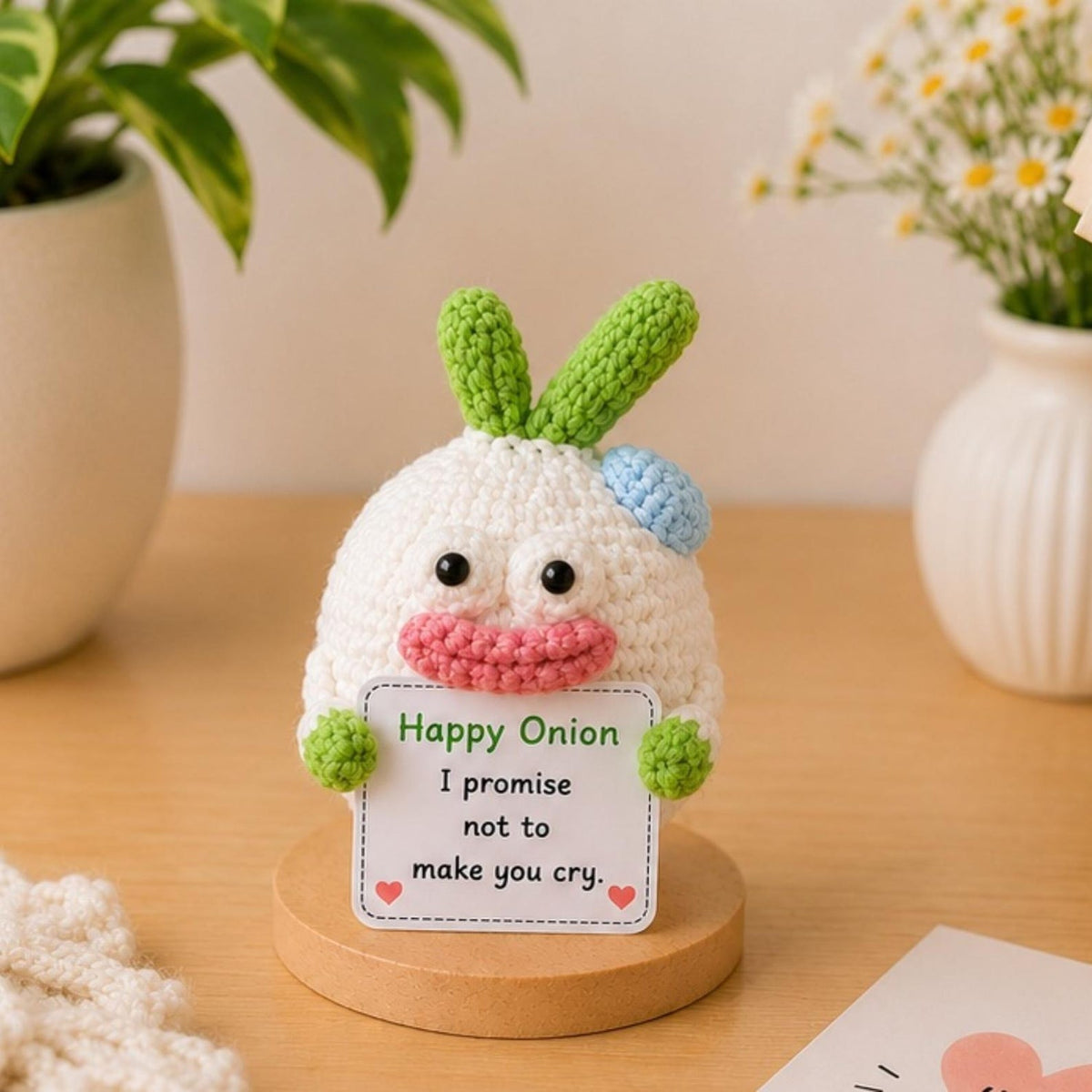 Crochet Onion Encouragement Gift, Positive Affirmation Desk Decor, Cute Amigurumi Keepsake, Best Friend Coworker Family Christmas Present